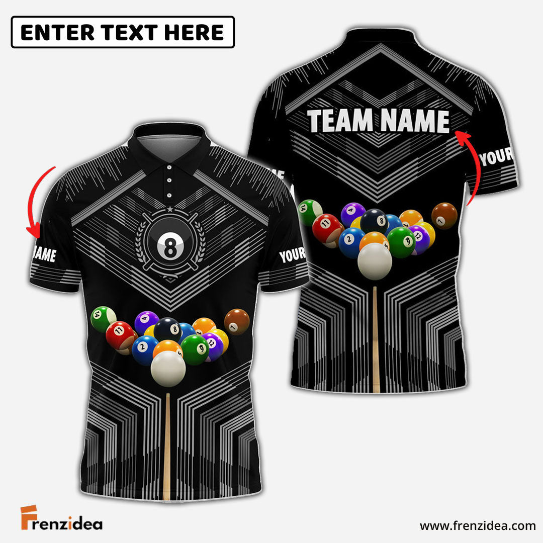 Frenzidea Billiards Colourful Personalized Name & Team Name Polo Shirt (8 Colors)