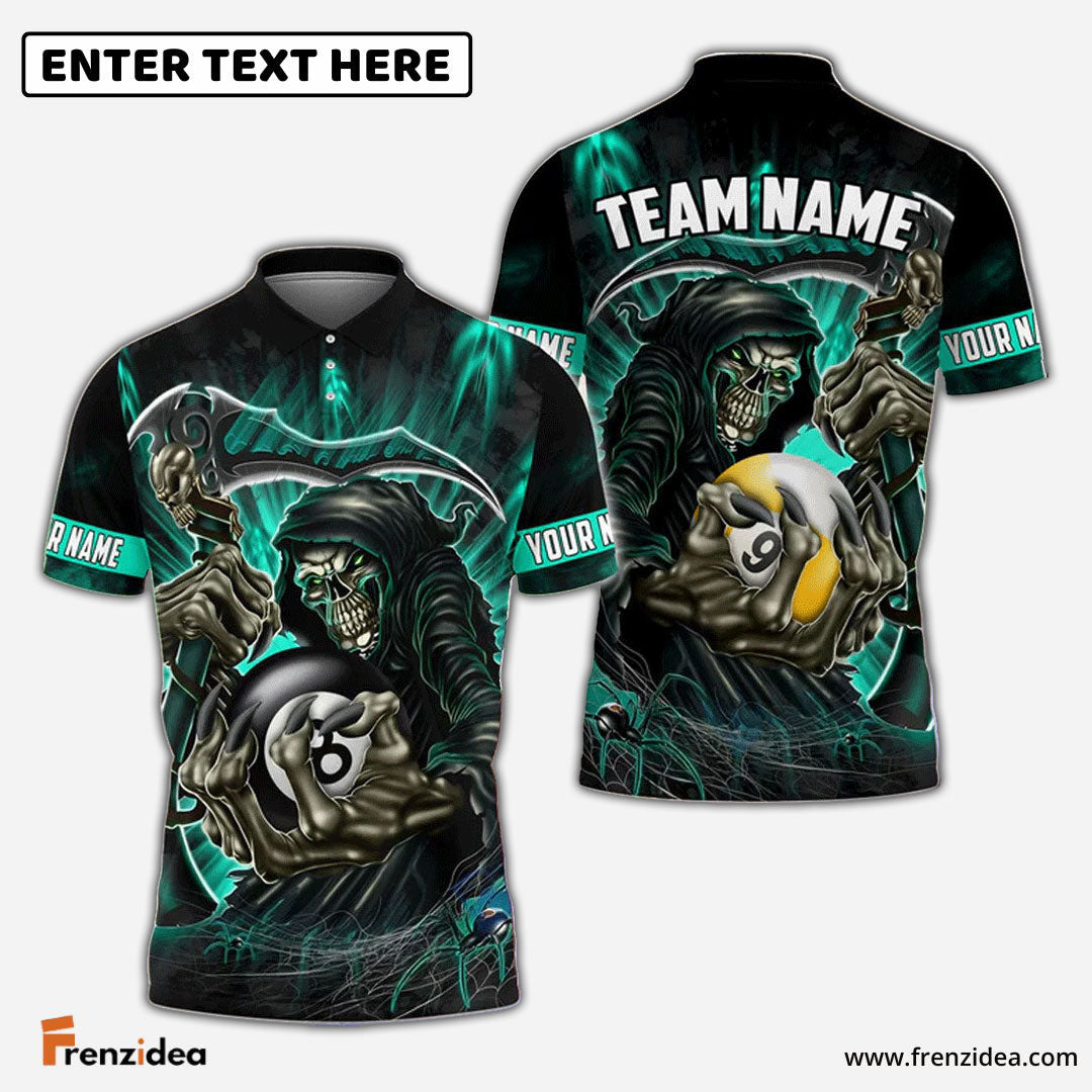 Frenzidea Billiards Green Reaper Personalized Name, Team Name Unisex Shirt