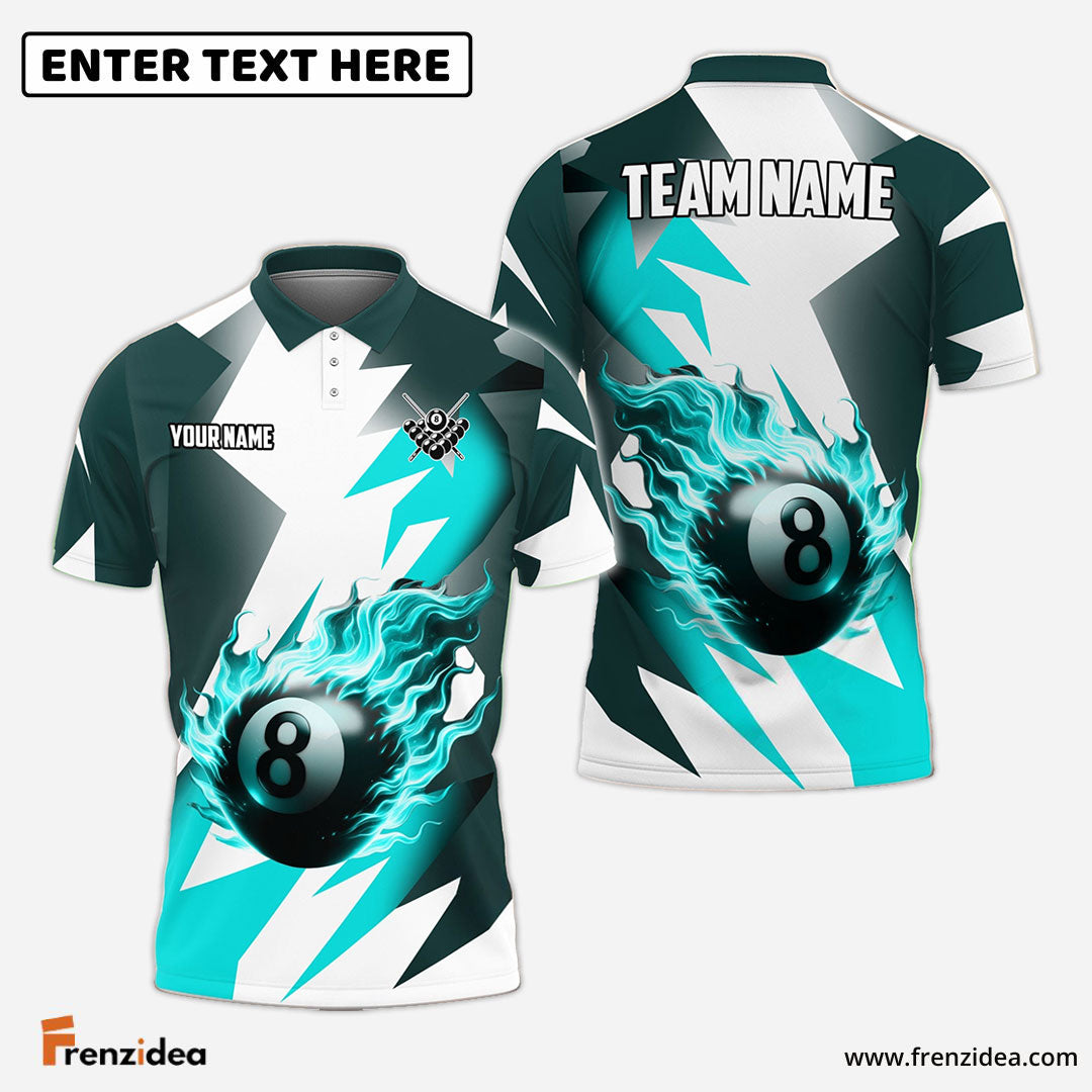 Frenzidea Billiards Fire Cube Pattern Personalized Shirt (4 Colors)