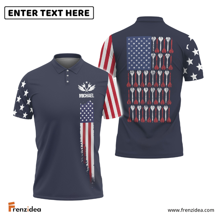 Frenzidea Darts Patriotic Flag Version 2 Custom Polo Shirts