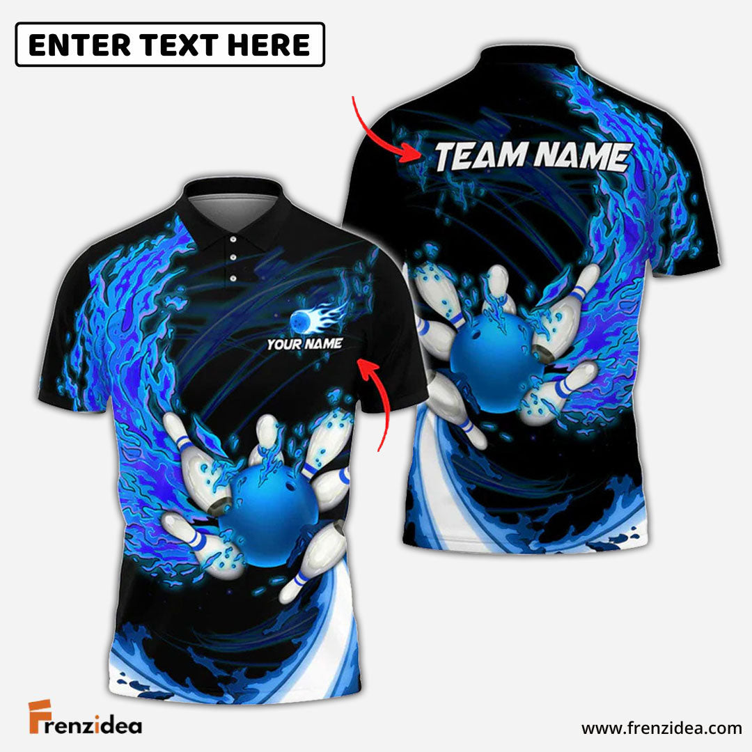 Frenzidea Fire Bowling And Pins Multicolor Option Customized Name 3D Shirt