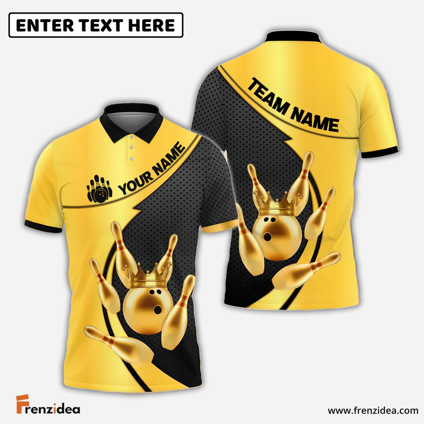 Frenzidea Bowling And Pins Royal Crown Customized Name 3D Shirt (6 Colors)