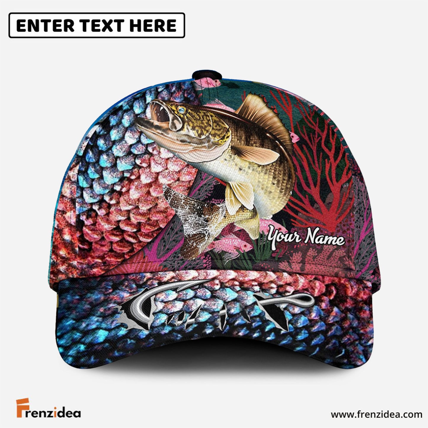 Frenzidea Personalized Walleye Fishing Colorful Cap
