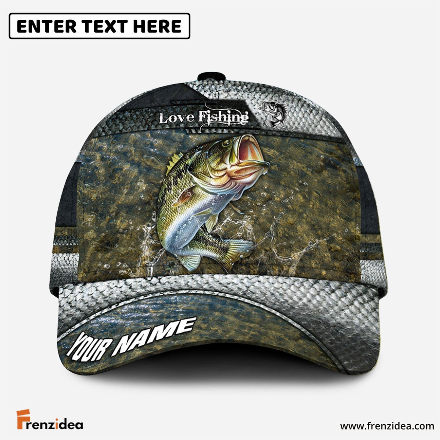 Frenzidea Bass Fish Love Fishing Personalized Cap