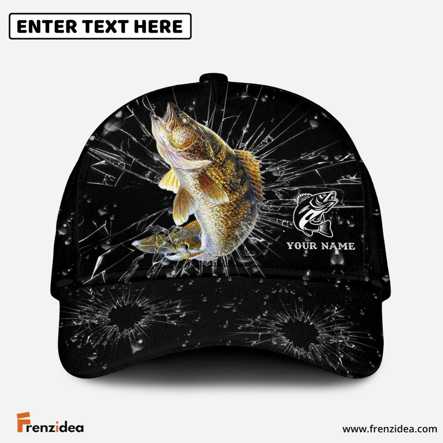 Frenzidea Personalized Walleye Fishing Broken Glass Cap