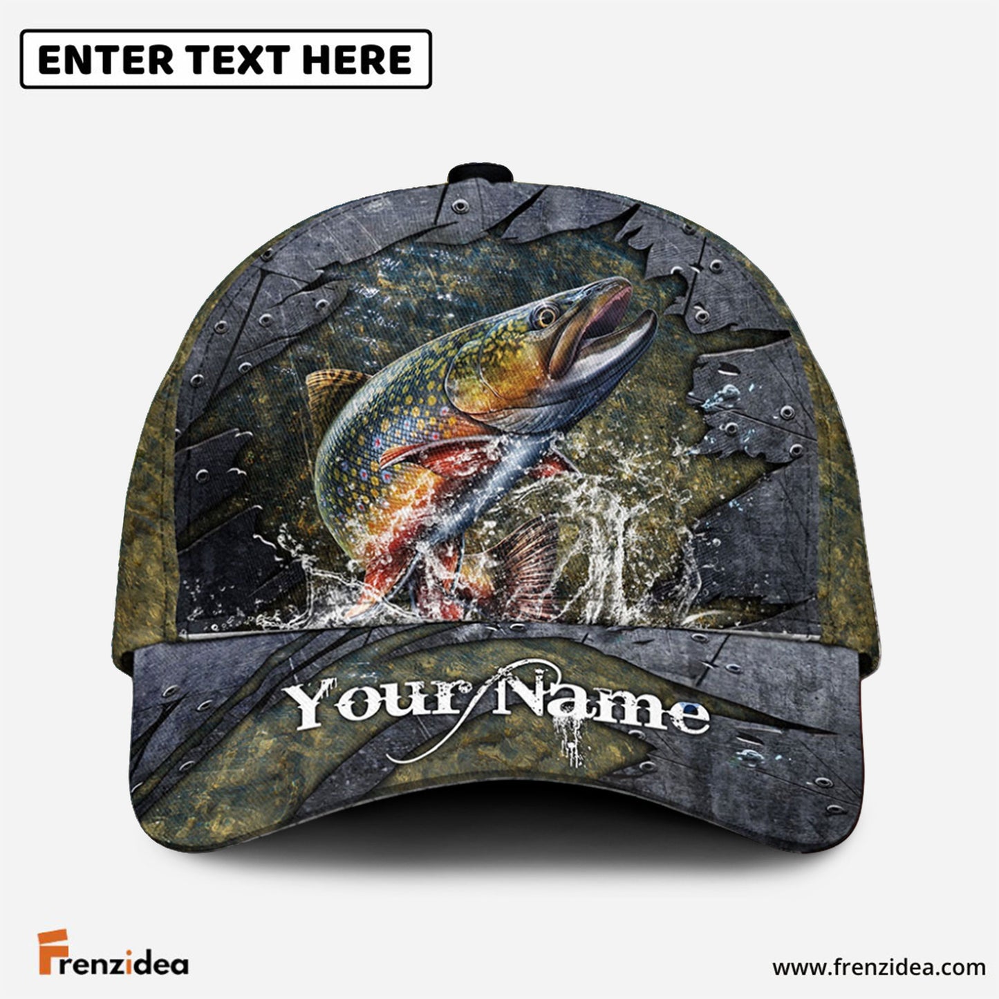Frenzidea Personalized Trout Fishing Metal Pattern Cap