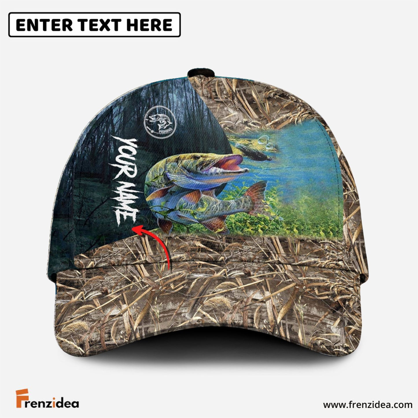 Frenzidea Muskie Fishing Camo Personalized Fishing Cap