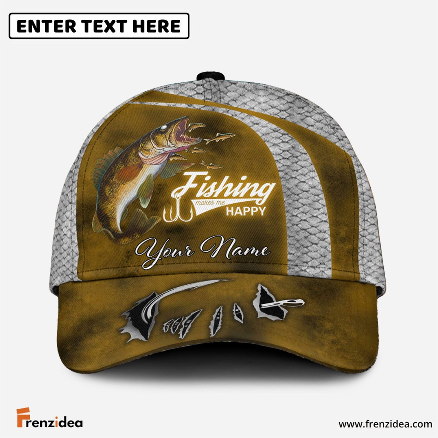 Frenzidea Walleye Fishing Personalized Fishing Cap