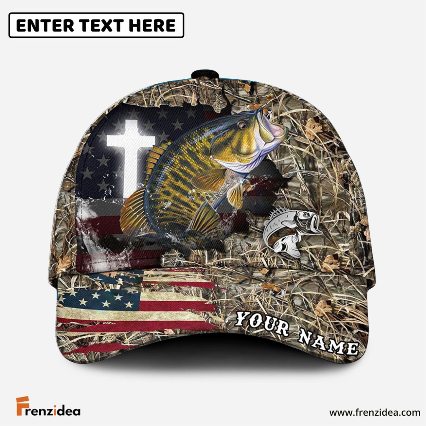 Frenzidea Personalized Smallmouth Bass Fishing Cap