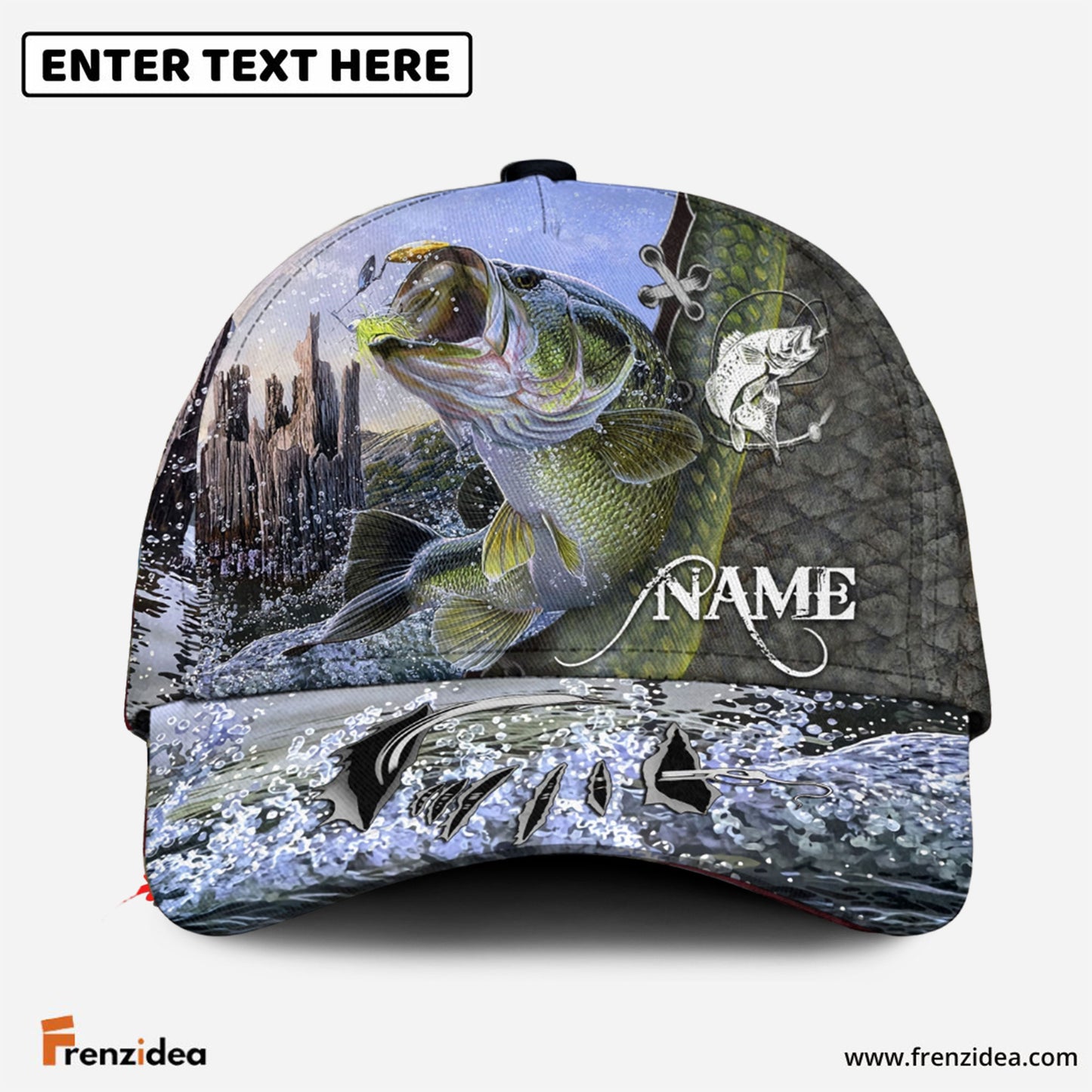 Frenzidea Personalized Bass Fishing Classic Cap