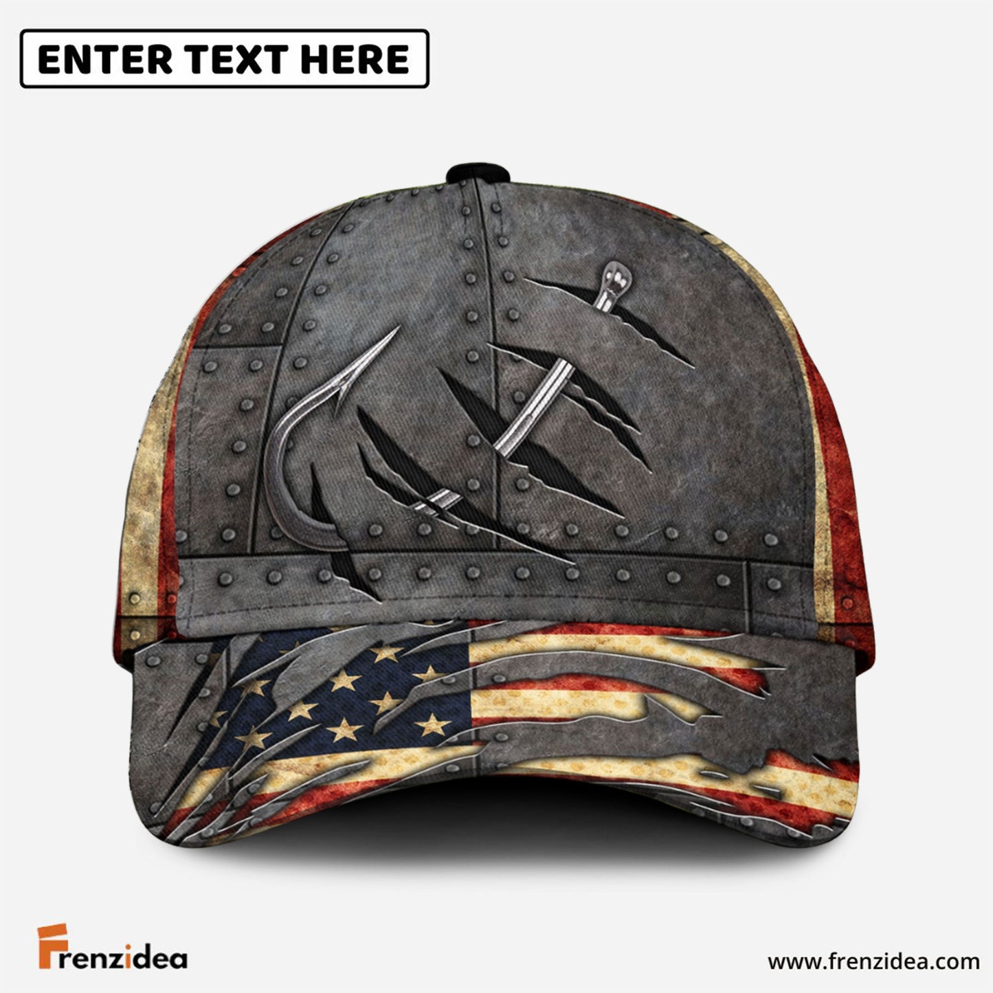 Frenzidea Fishing hat United States Hook print Cap