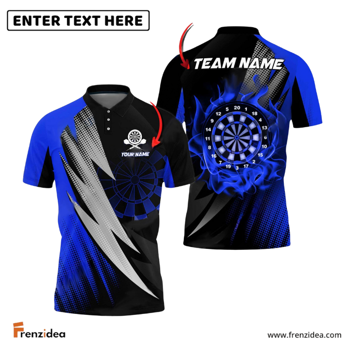 Frenzidea Darts Thunder Fang Flame Personalized Name, Team Name 3D Shirt (4 Colors)