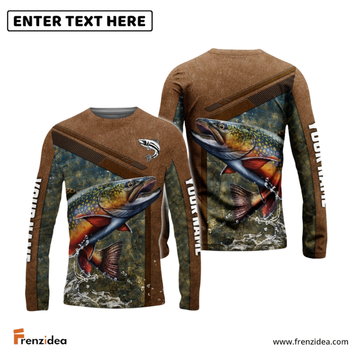 Frenzidea Trout Fishing Leather Pattern Personalized Shirt