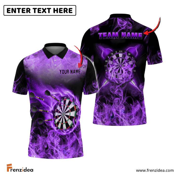 Frenzidea Darts Flaming Smoke Personalized Name, Team Name 3D Shirt (4 Colors)
