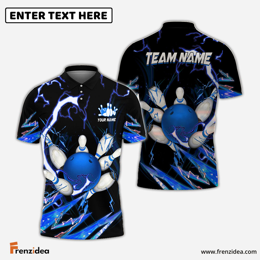 Frenzidea Bowling and Pins Colorful Thunder Power Personalized Name Team Name 3D Shirt (5 Colors)