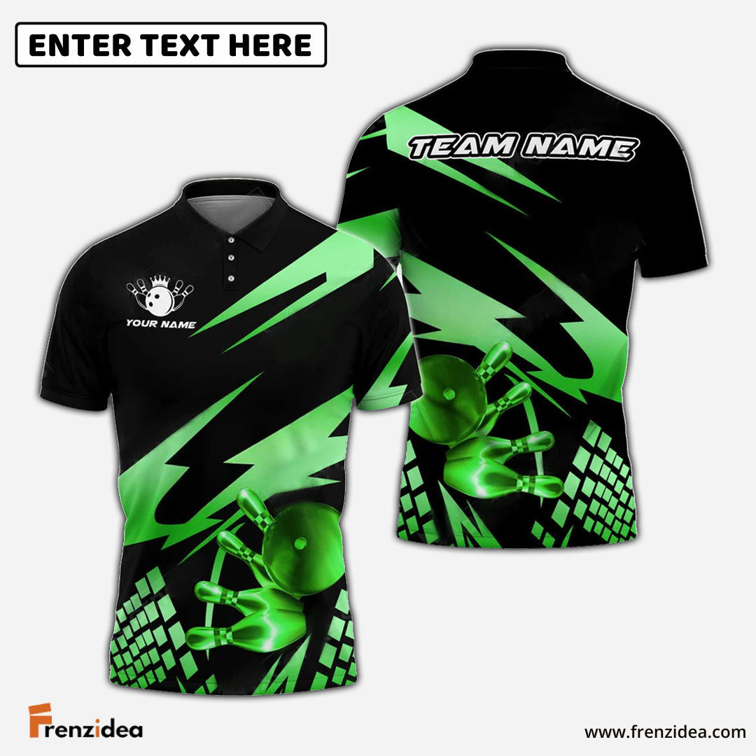 Frenzidea Bowling And Pins Gold Experience Customized Name 3D Shirt ( 5 Colors)