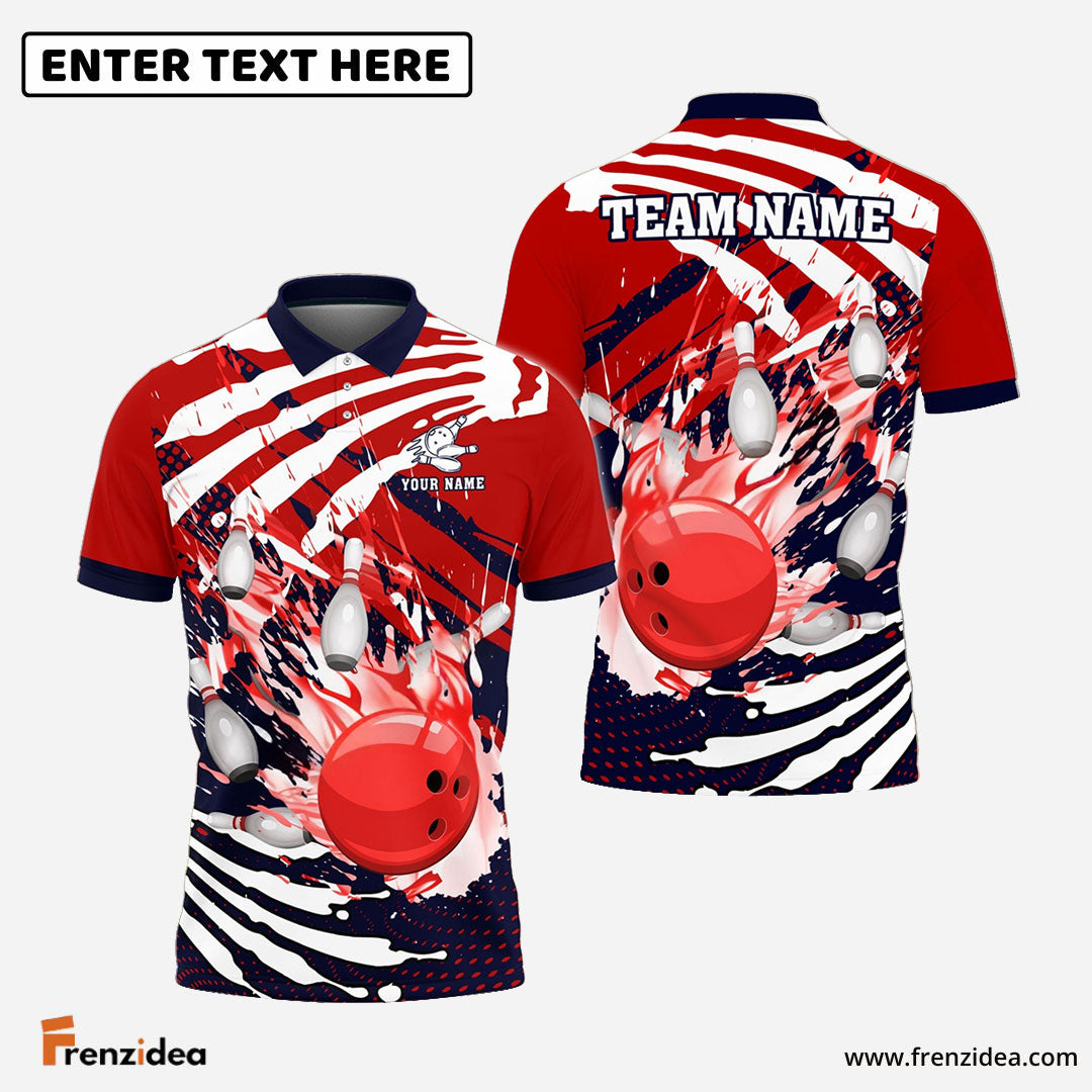 Frenzidea Bowling And Pins Skull Hand Pattern Customized Name 3D Shirt (4 Colors)