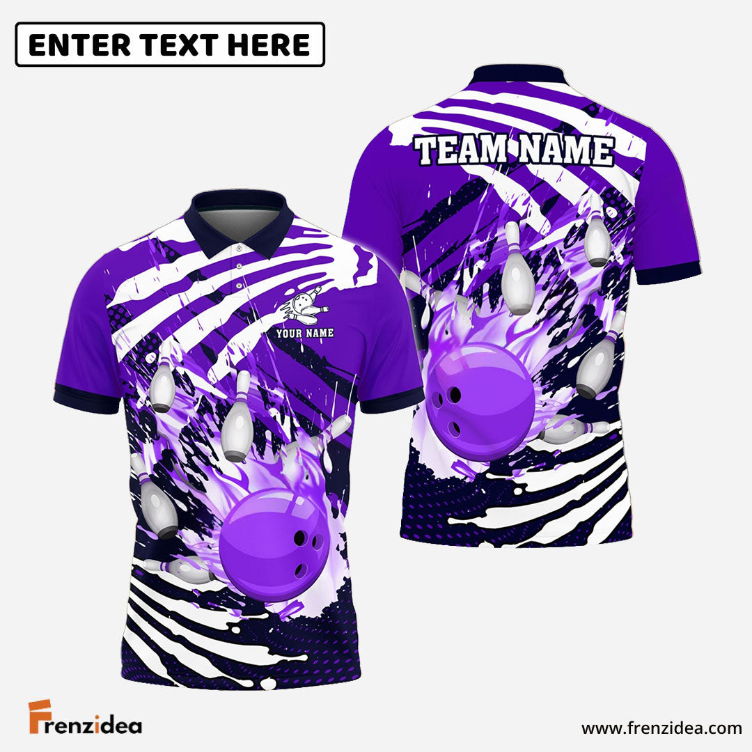 Frenzidea Bowling And Pins Skull Hand Pattern Customized Name 3D Shirt (4 Colors)