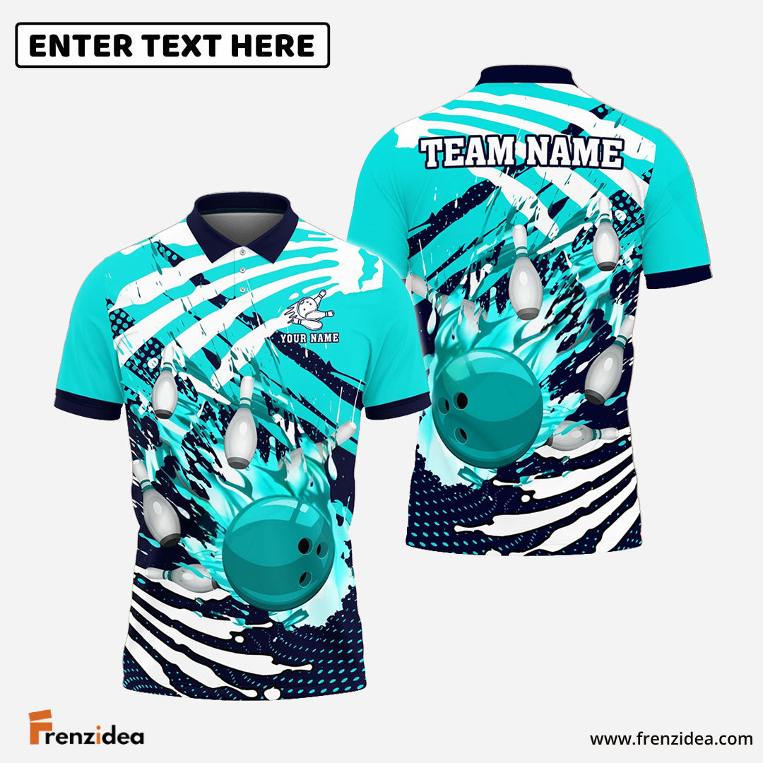 Frenzidea Bowling And Pins Skull Hand Pattern Customized Name 3D Shirt (4 Colors)
