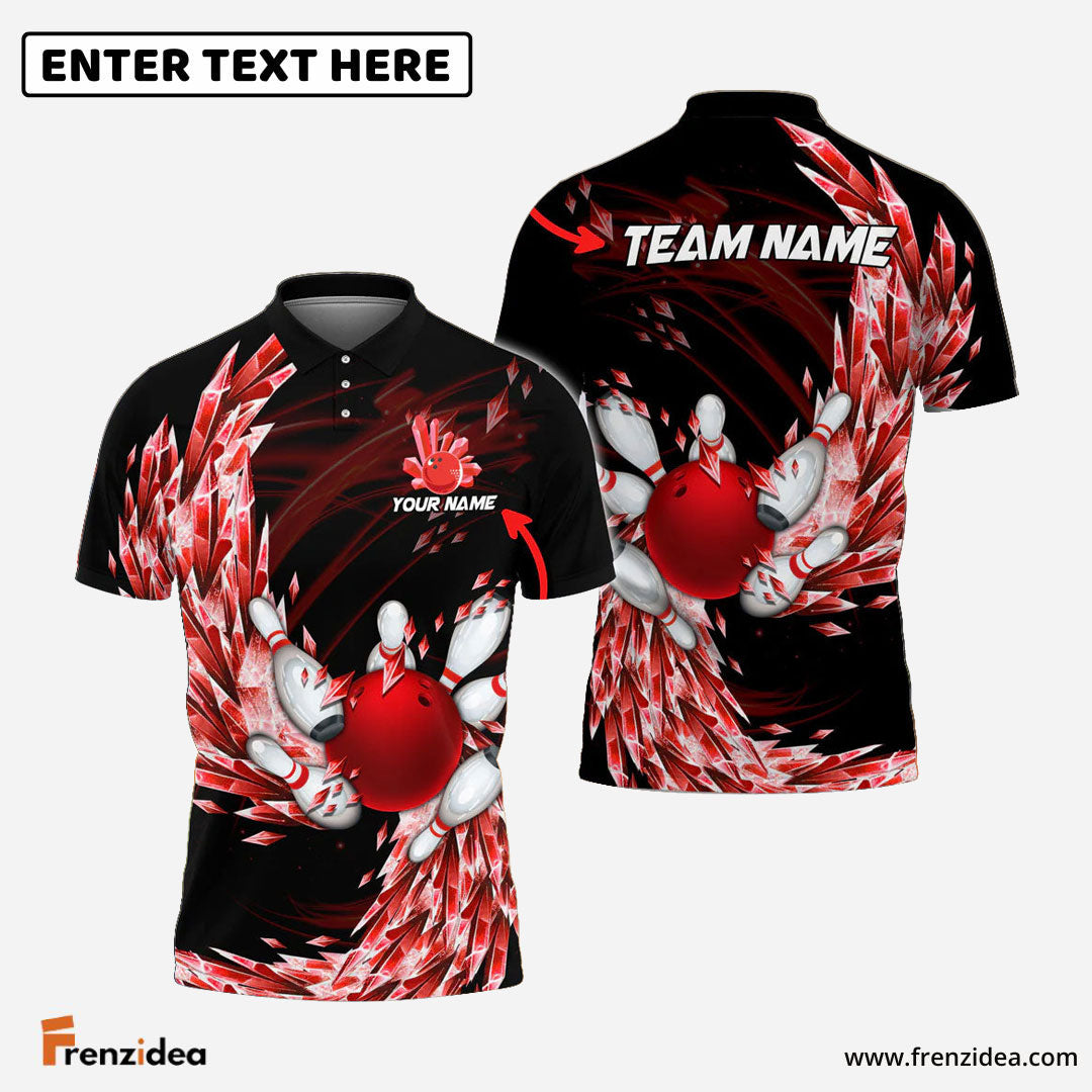 Frenzidea Bowling And Pins Ice Breath Pattern Customized Name 3D Shirt (4 Colors)
