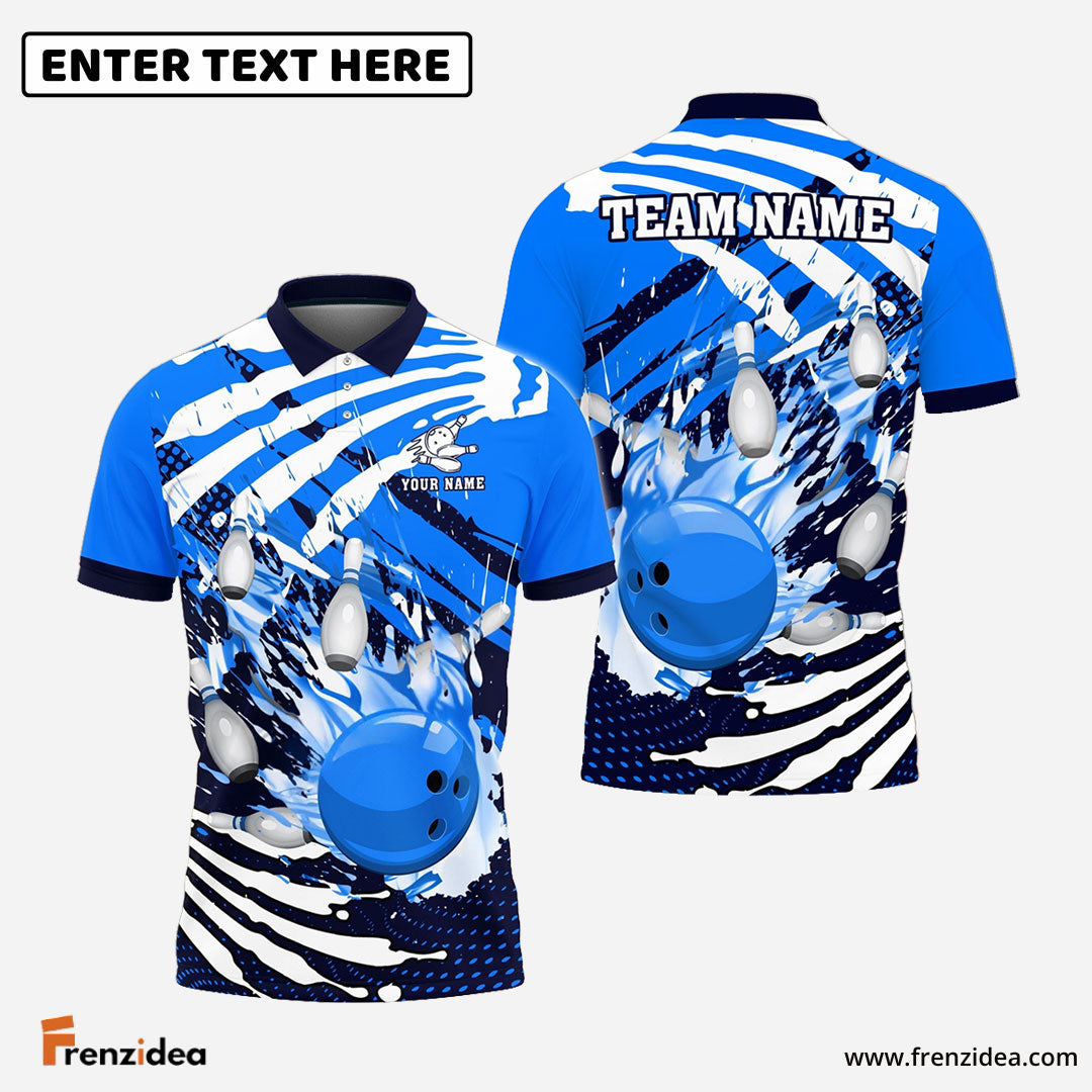 Frenzidea Bowling And Pins Skull Hand Pattern Customized Name 3D Shirt (4 Colors)
