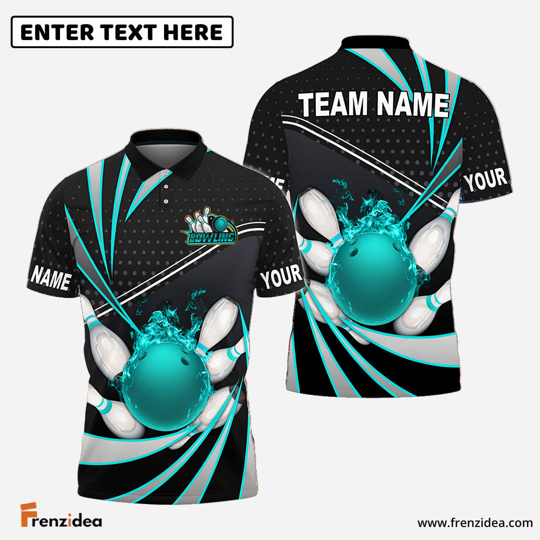 Frenzidea Bowling And Pins Point Tornado Pattern Multicolor Customized Name 3D Shirt ( 4 Colors )