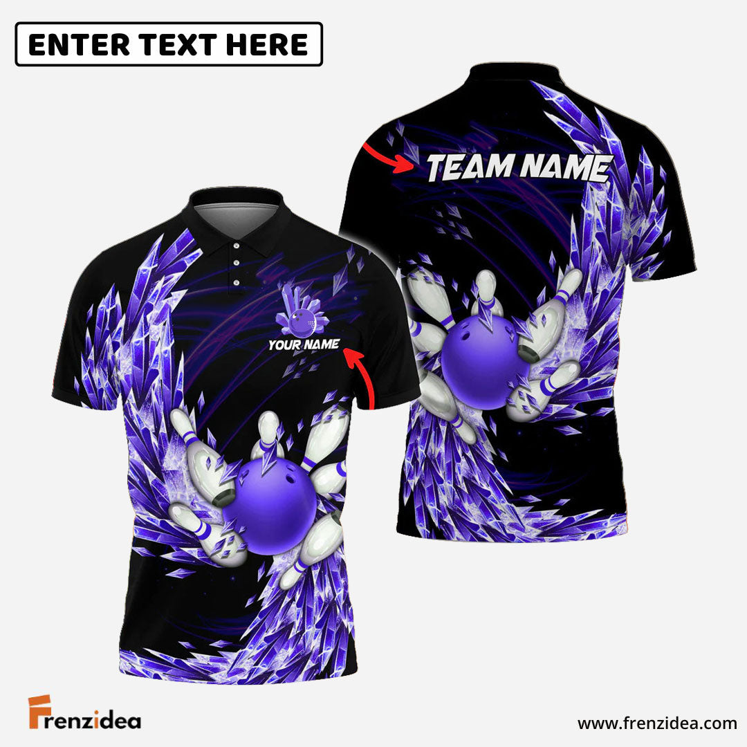 Frenzidea Bowling And Pins Ice Breath Pattern Customized Name 3D Shirt (4 Colors)