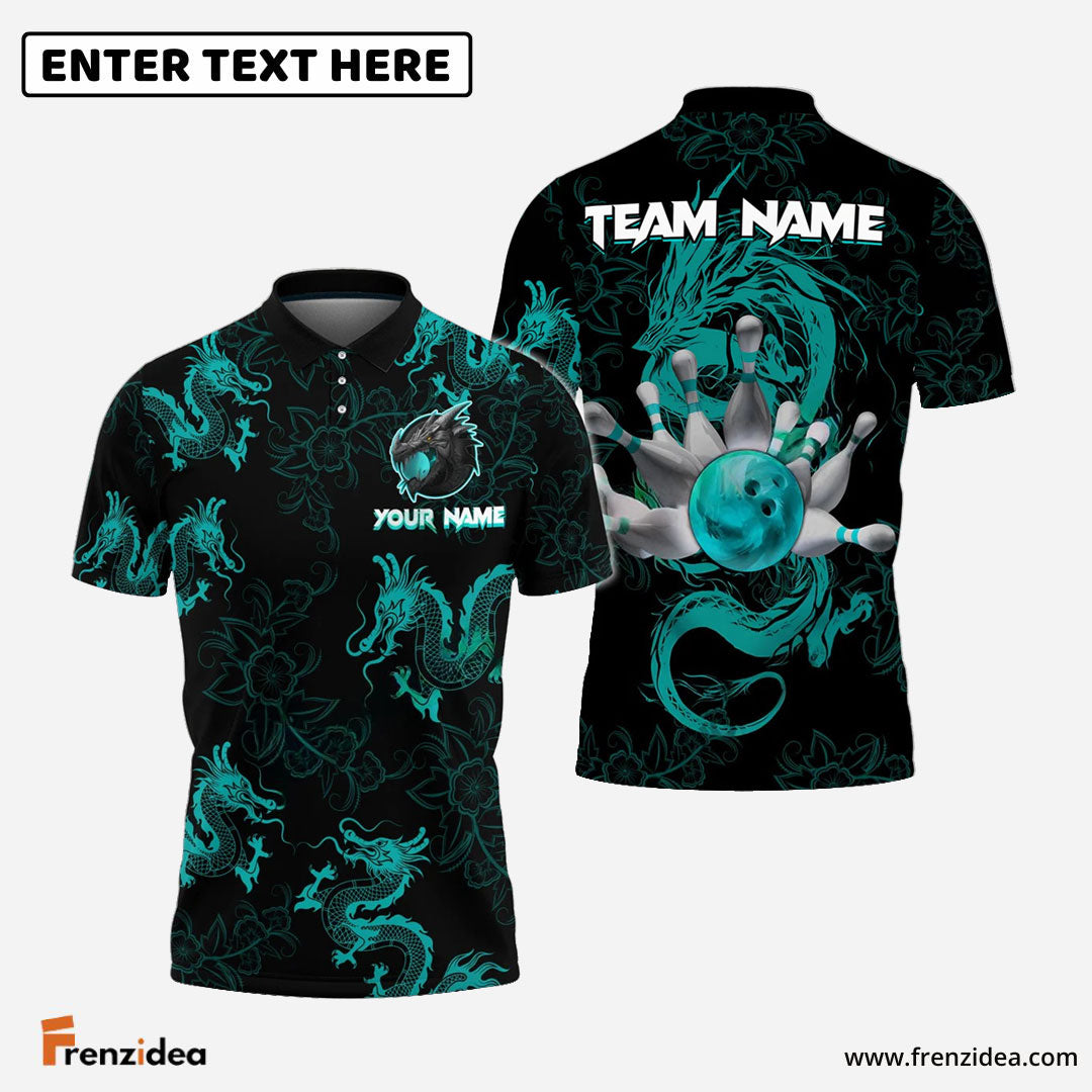 frenzidea Bowling And Pins Mythical Dragon Customized Name 3D Shirt (4 Colors)