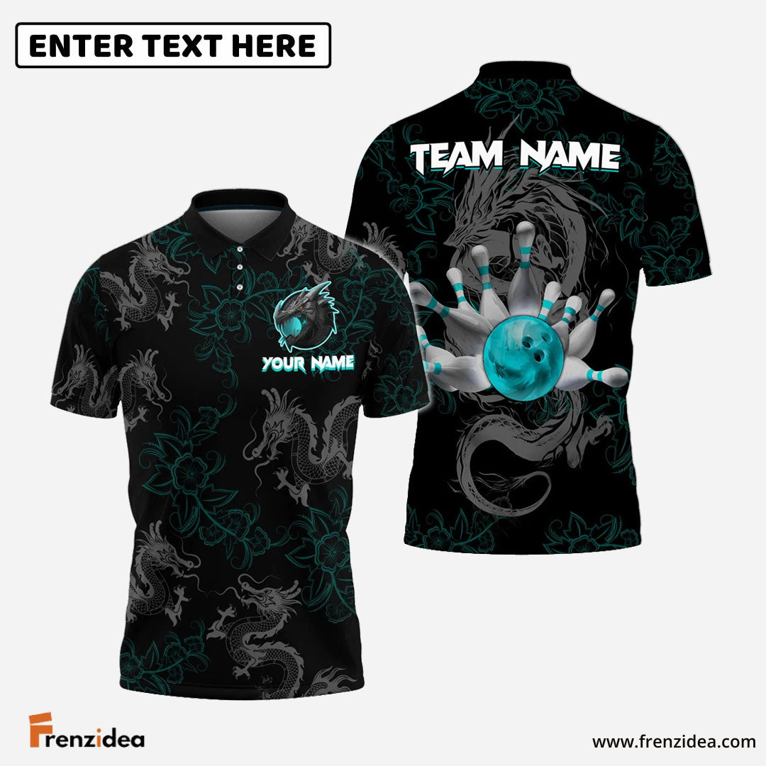 frenzidea Bowling And Pins Mythical Dragon Customized Name 3D Shirt (4 Colors)