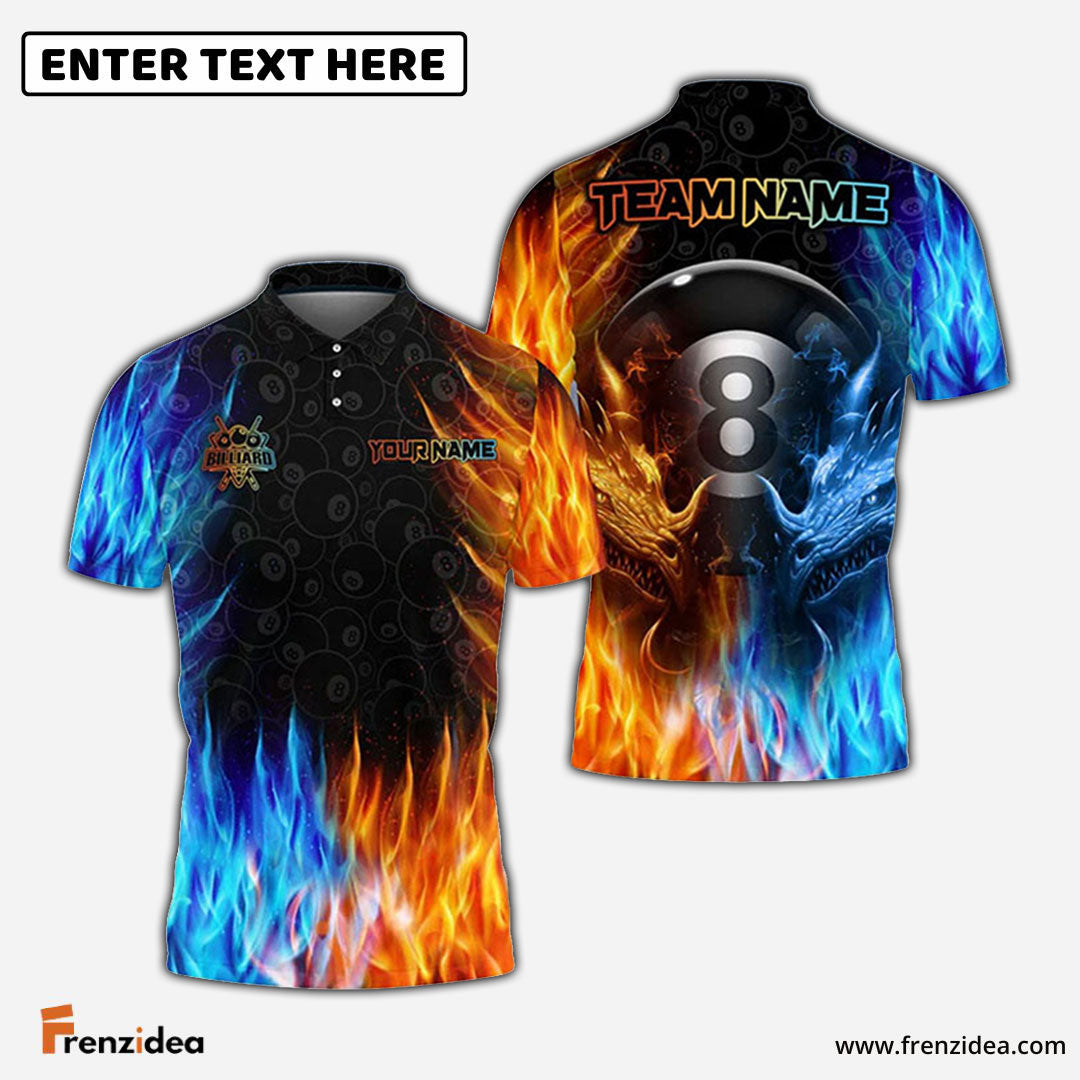 Frenzidea Billiards Water & Fire Personalized Name, Team Name 3D Shirt