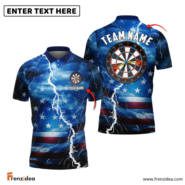 Frenzidea Darts Blue Thunder Storm Personalized Name 3D Shirt