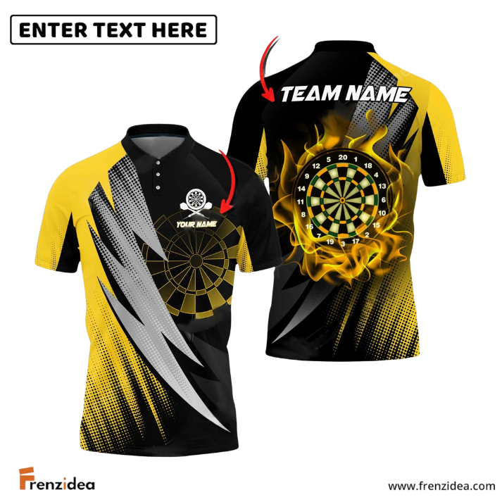 Frenzidea Darts Thunder Fang Flame Personalized Name, Team Name 3D Shirt (4 Colors)