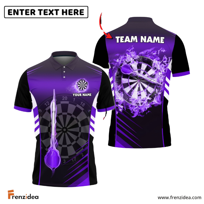 Frenzidea Darts Fire Arrow Personalized Name, Team Name 3D Shirt (6 Colors)