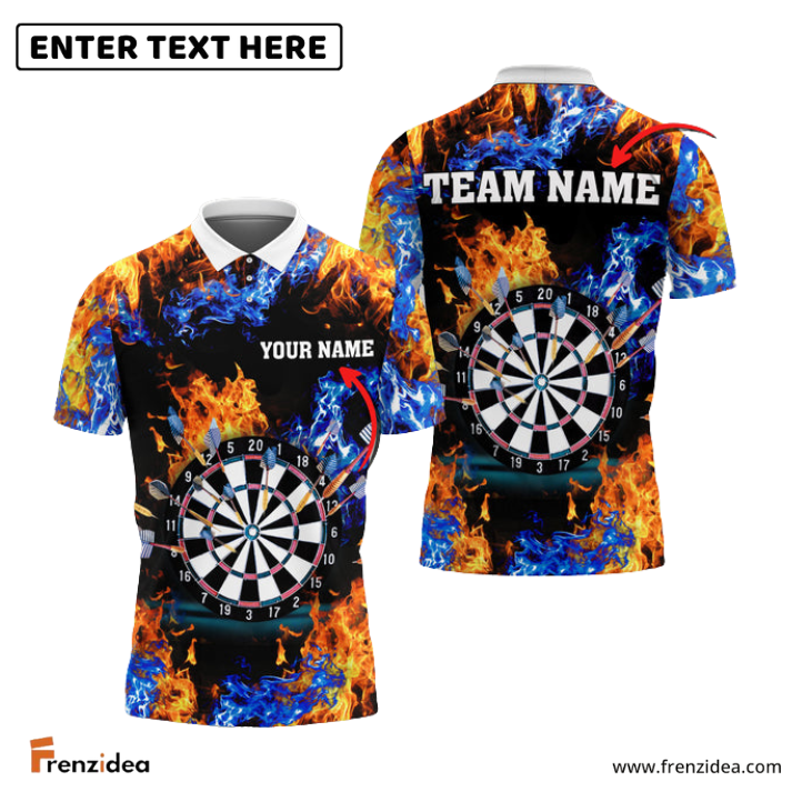 Frenzidea Red And Blue Flame Darts Lightning Personalized Name 3D Shirt