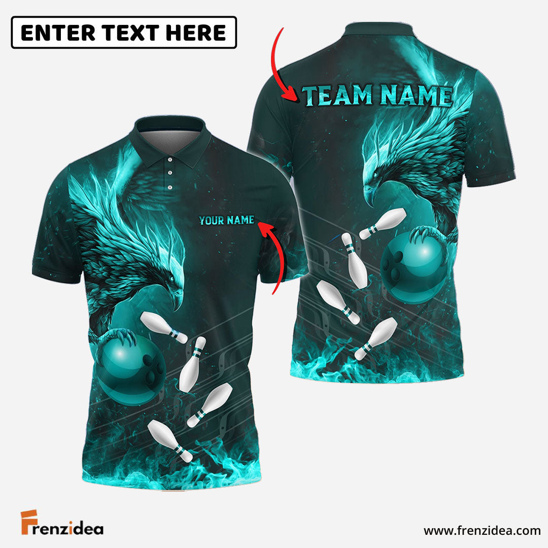 Frenzidea Bowling And Pins Fire Phoenix Customized Name 3D Shirt (4 Colors)
