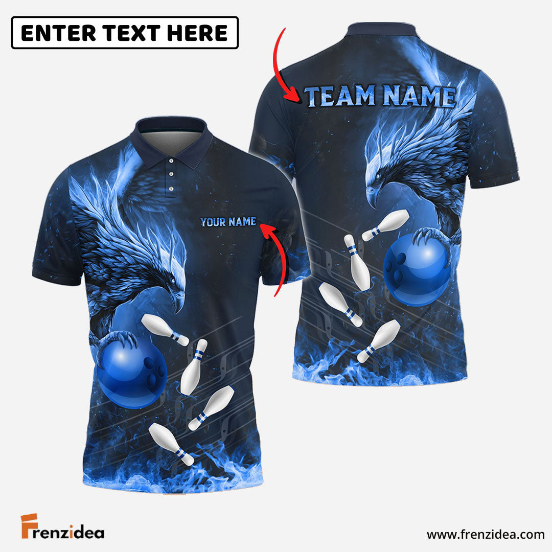 Frenzidea Bowling And Pins Fire Phoenix Customized Name 3D Shirt (4 Colors)