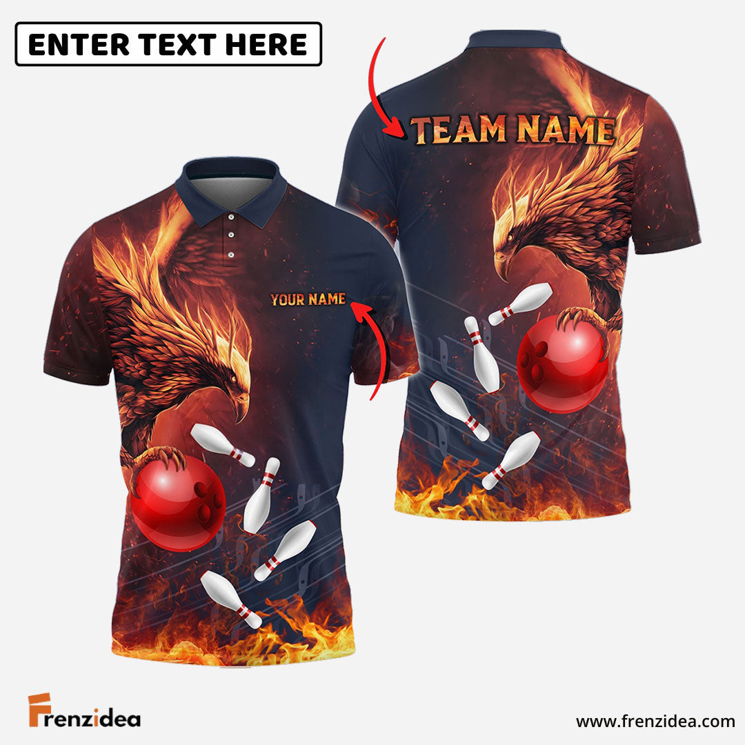 Frenzidea Bowling And Pins Fire Phoenix Customized Name 3D Shirt (4 Colors)