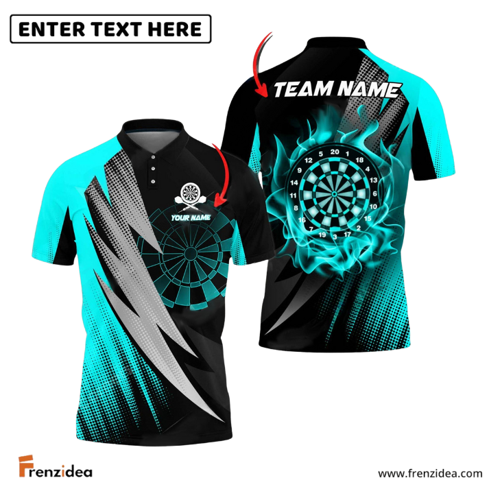 Frenzidea Darts Thunder Fang Flame Personalized Name, Team Name 3D Shirt (4 Colors)