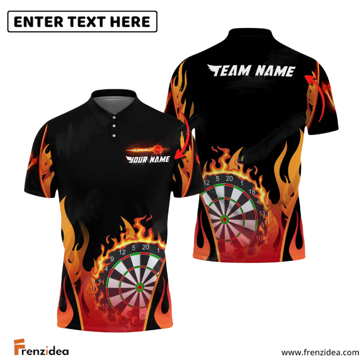 Frenzidea Darts Flaming Board Personalized Name, Team Name 3D Shirt (4 Colors)