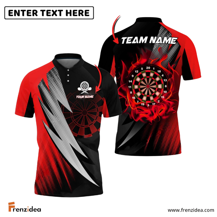 Frenzidea Darts Thunder Fang Flame Personalized Name, Team Name 3D Shirt (4 Colors)