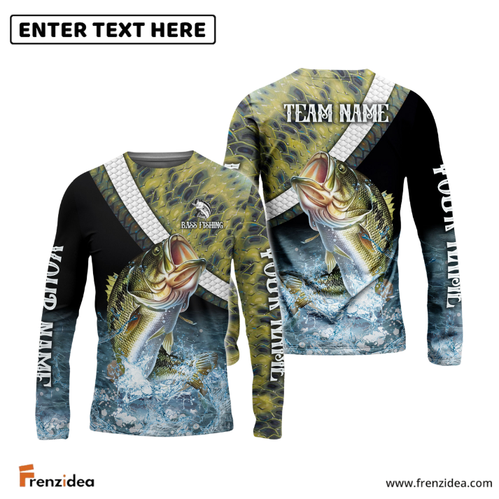 Frenzidea Large Mouth Bass Fishing Skin Water Custom Name & Team Name 3D Shirts