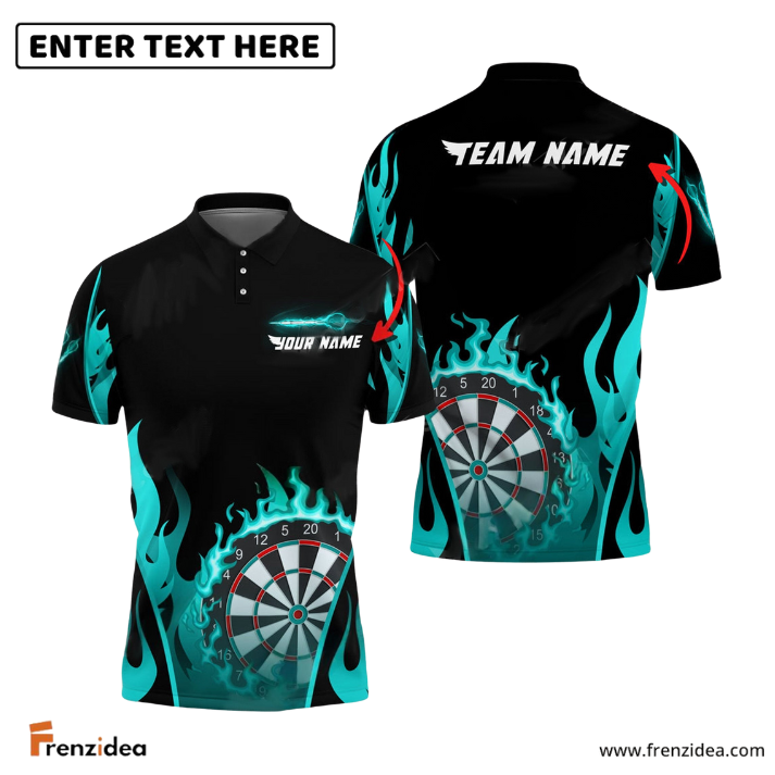 Frenzidea Darts Flaming Board Personalized Name, Team Name 3D Shirt (4 Colors)