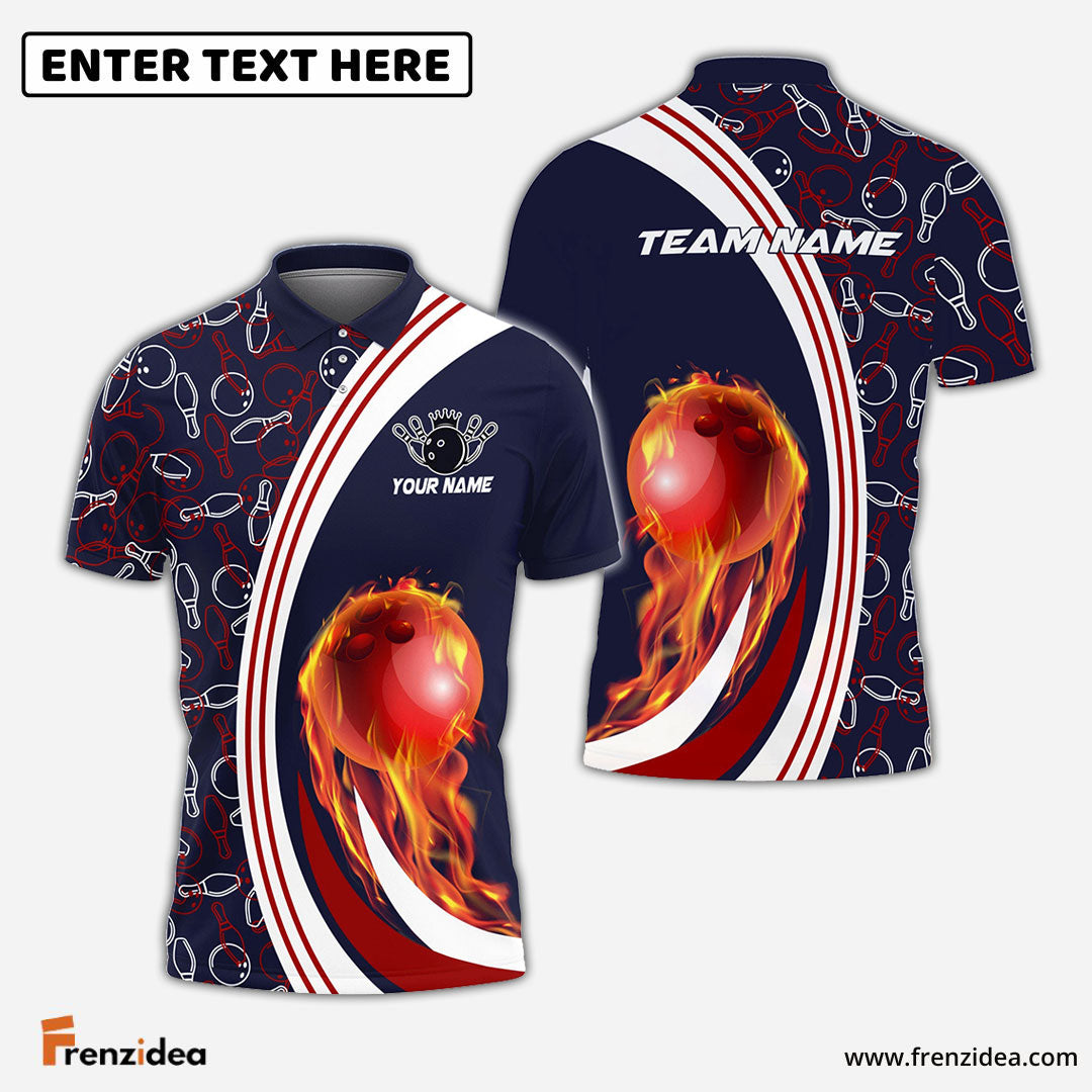 Frenzidea Personalized Name Bowling Ball Fire And Pins Multicolor 3D Shirt