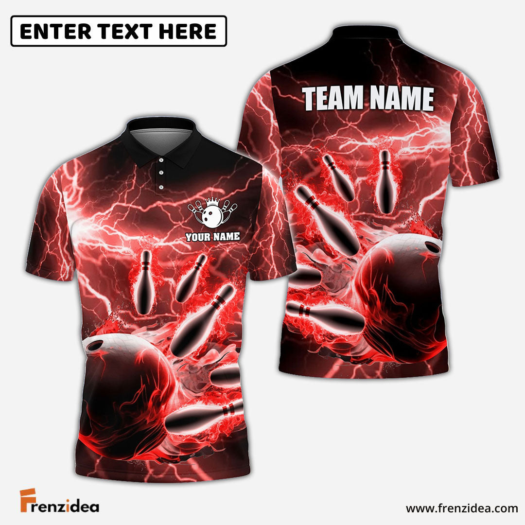 Frenzidea Personalized Name and Team Name Thunder Color Bowling Player Multicolor 3D Shirt