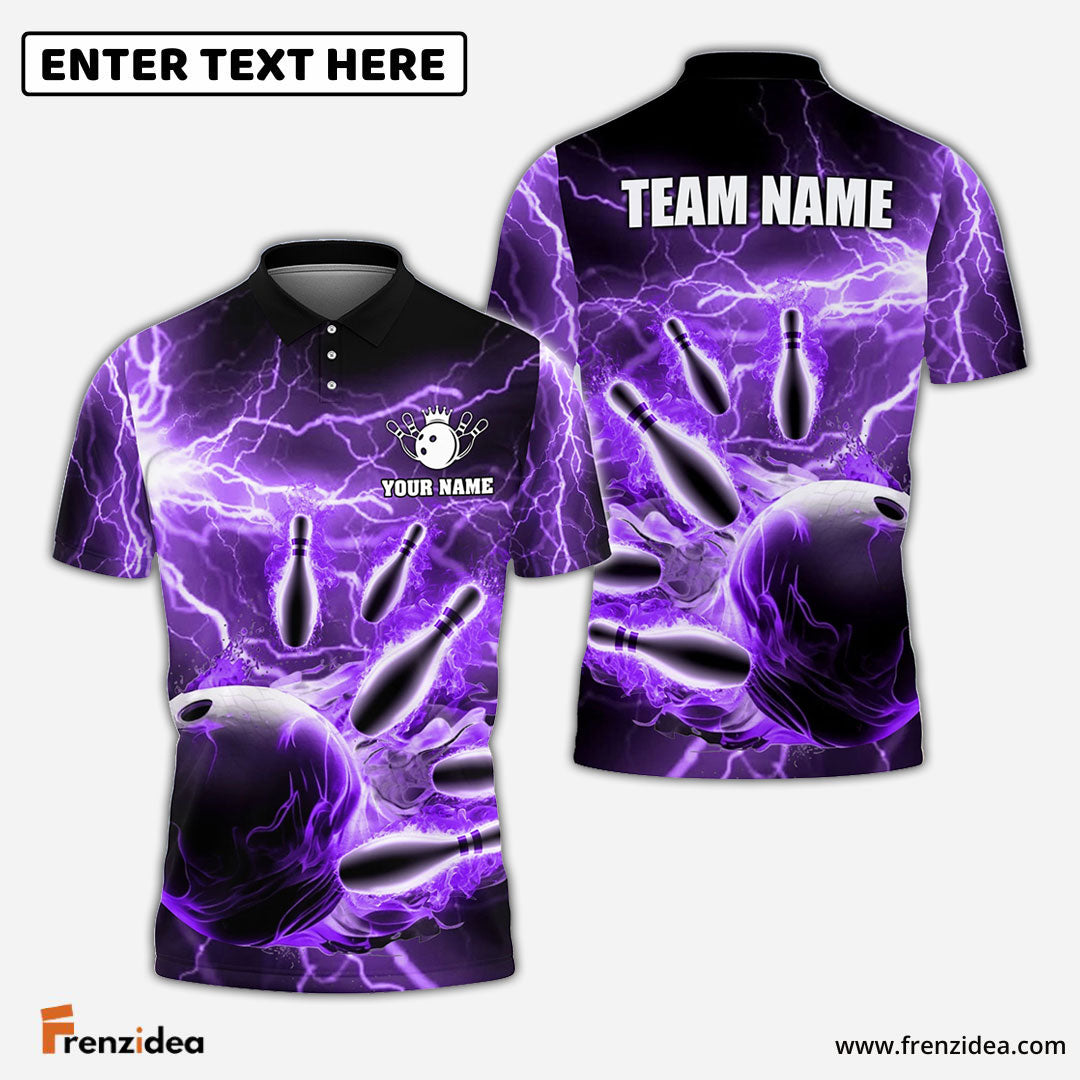 Frenzidea Personalized Name and Team Name Thunder Color Bowling Player Multicolor 3D Shirt
