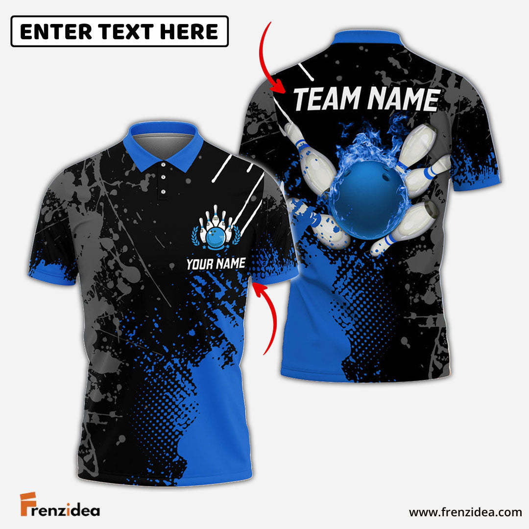 Frenzidea Personalized Name Paint Fire Bowling And Pins Multicolor 3D Shirt