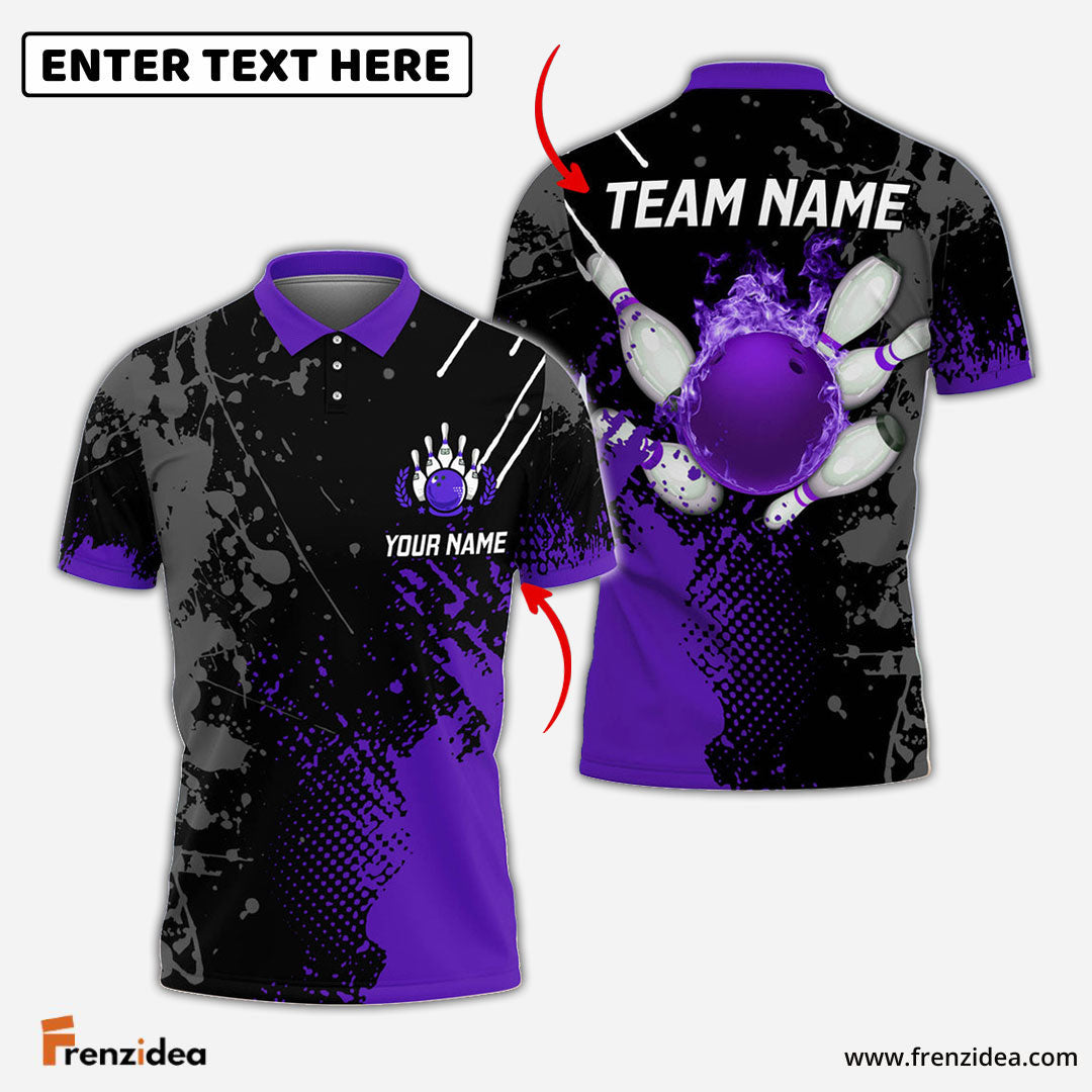 Frenzidea Personalized Name Paint Fire Bowling And Pins Multicolor 3D Shirt