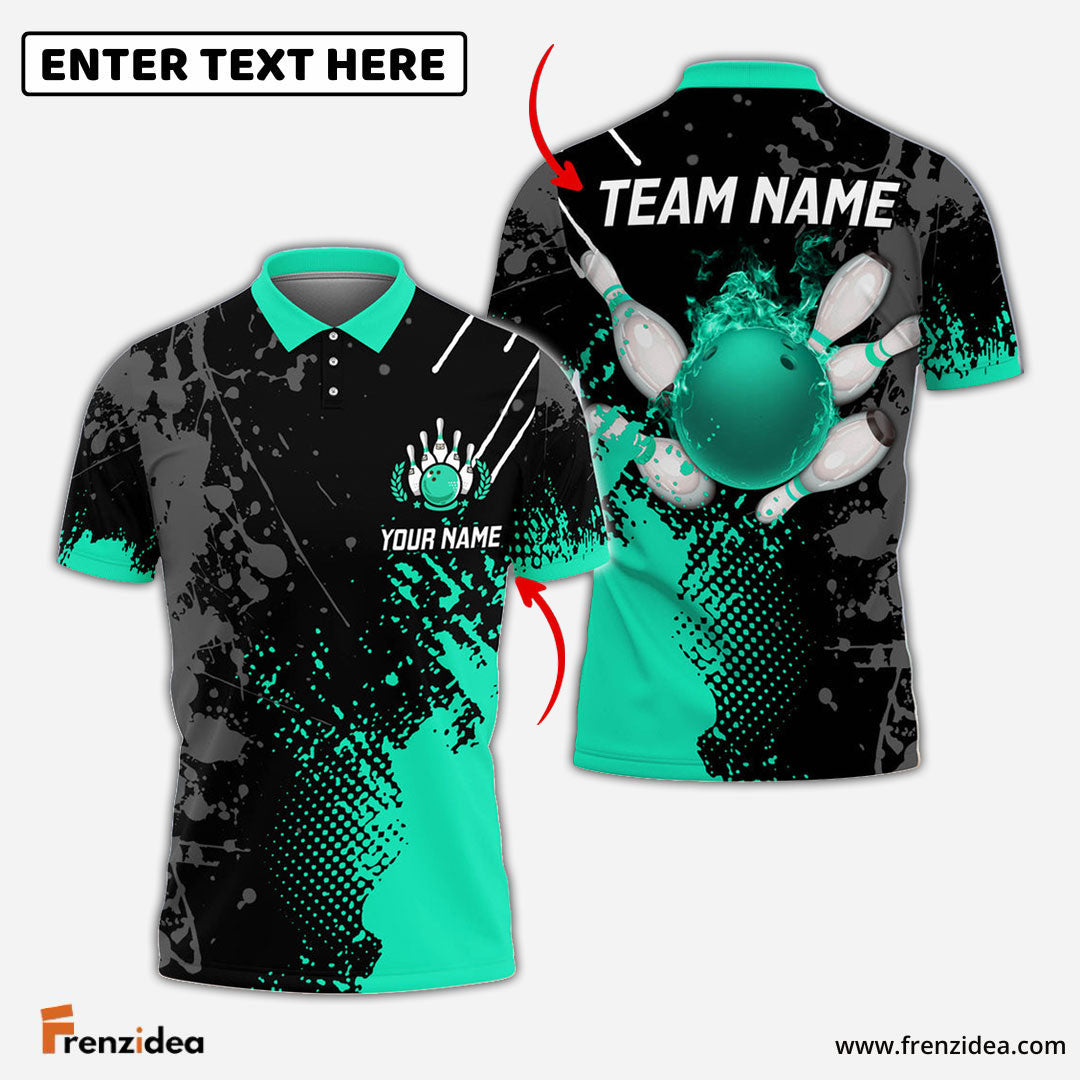Frenzidea Personalized Name Paint Fire Bowling And Pins Multicolor 3D Shirt