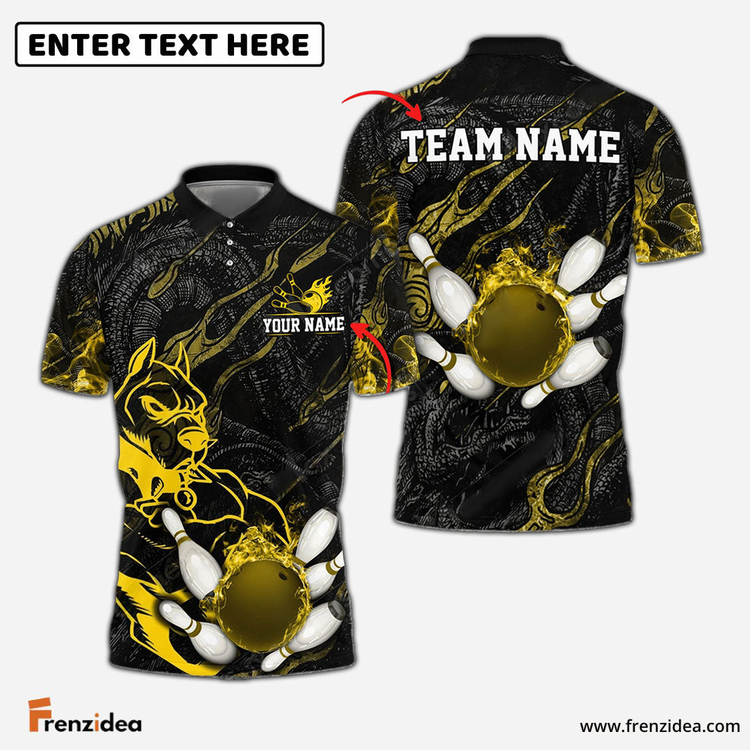 Frenzidea Bowling And Pins Pitbull The Guardian Customized Name 3D Shirt (4 Colors)