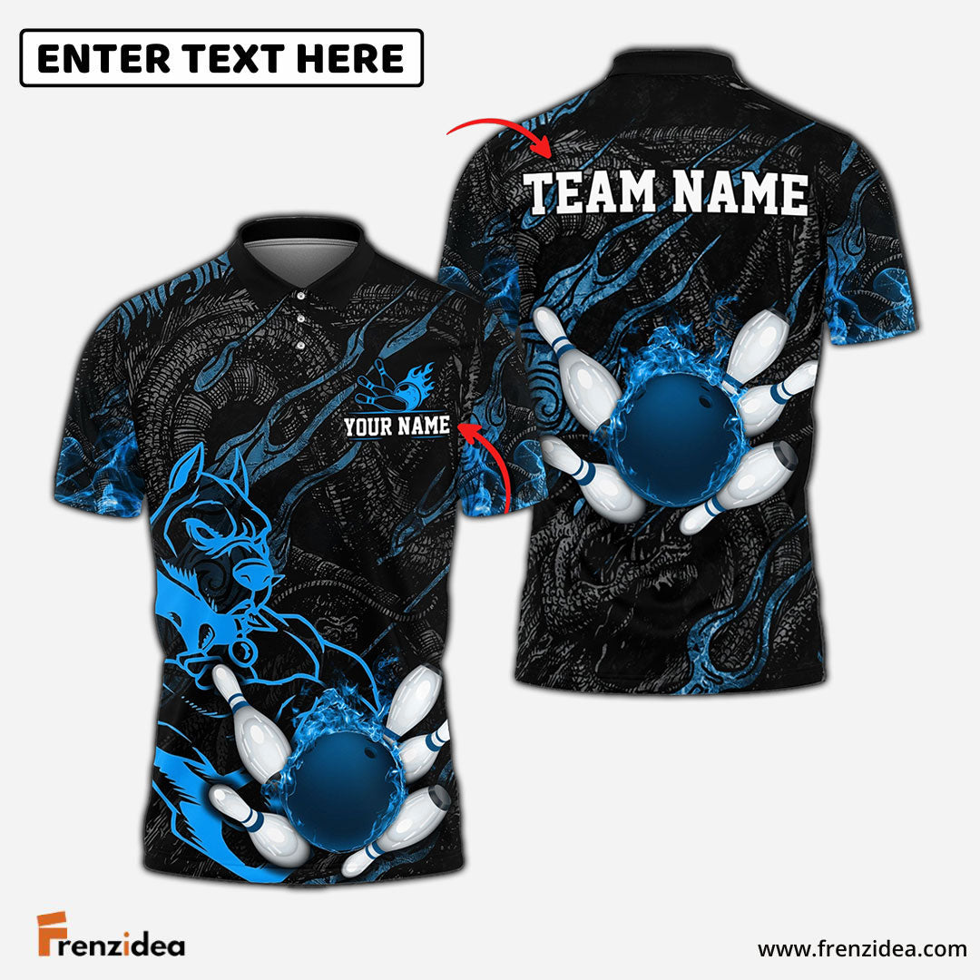 Frenzidea Bowling And Pins Pitbull The Guardian Customized Name 3D Shirt (4 Colors)